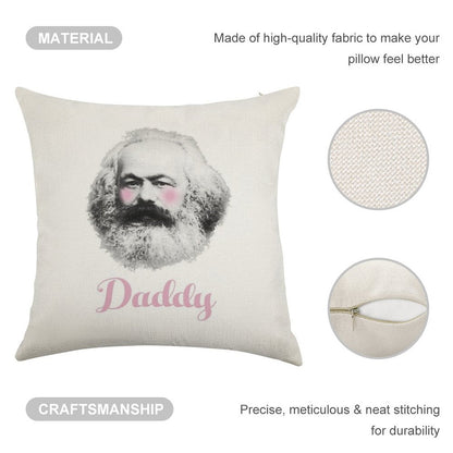Daddy Karl Linen Throw Pillow Cover