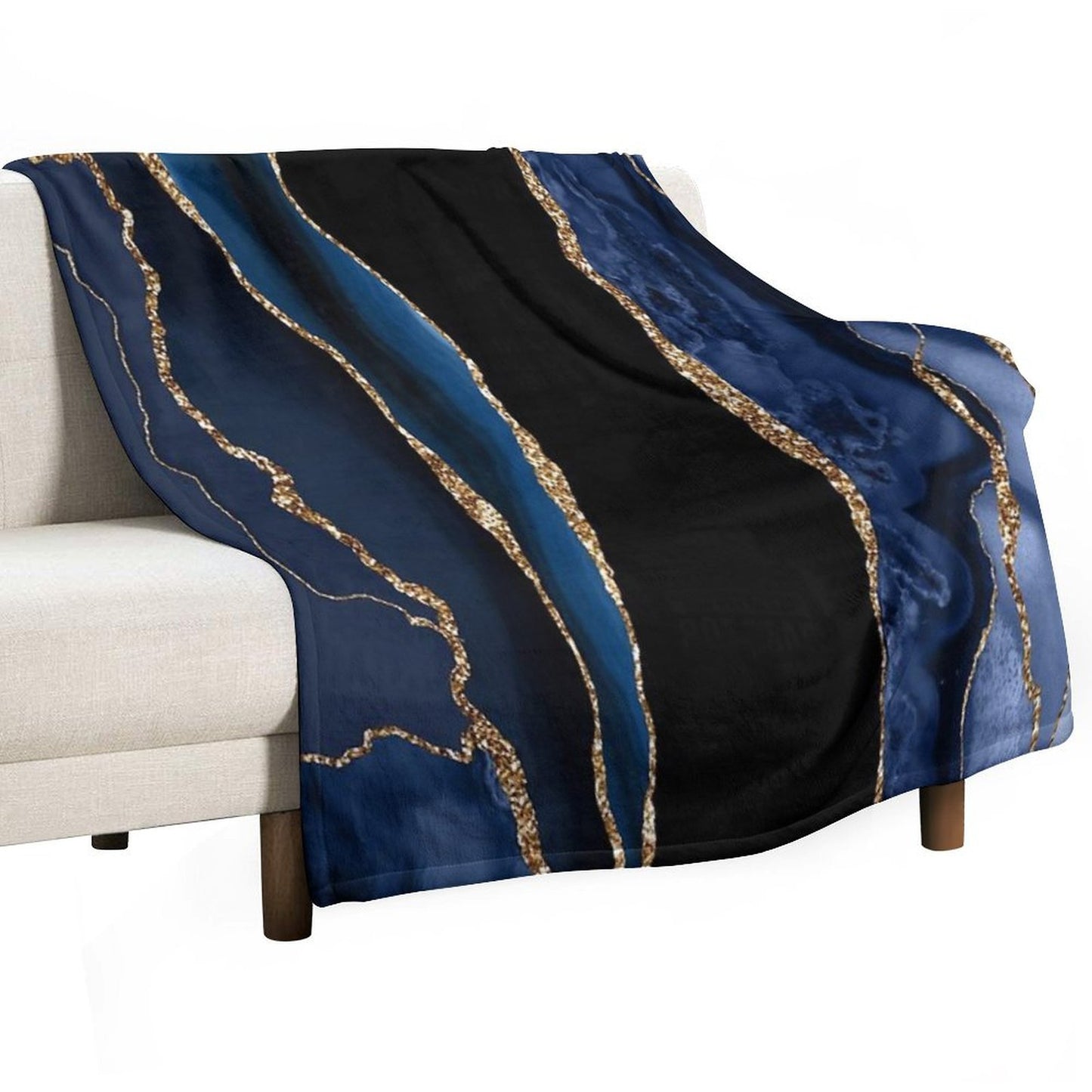 Abstract Blue And Gold Modern Geode Agate Design Throw Blanket