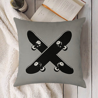 Skate X Linen Throw Pillow Cover