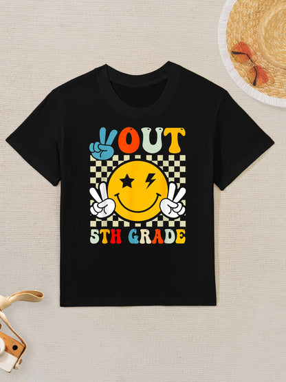 Groovy Peace Out 5th Grade Graduation Last Day Of School Kids T-Shirt