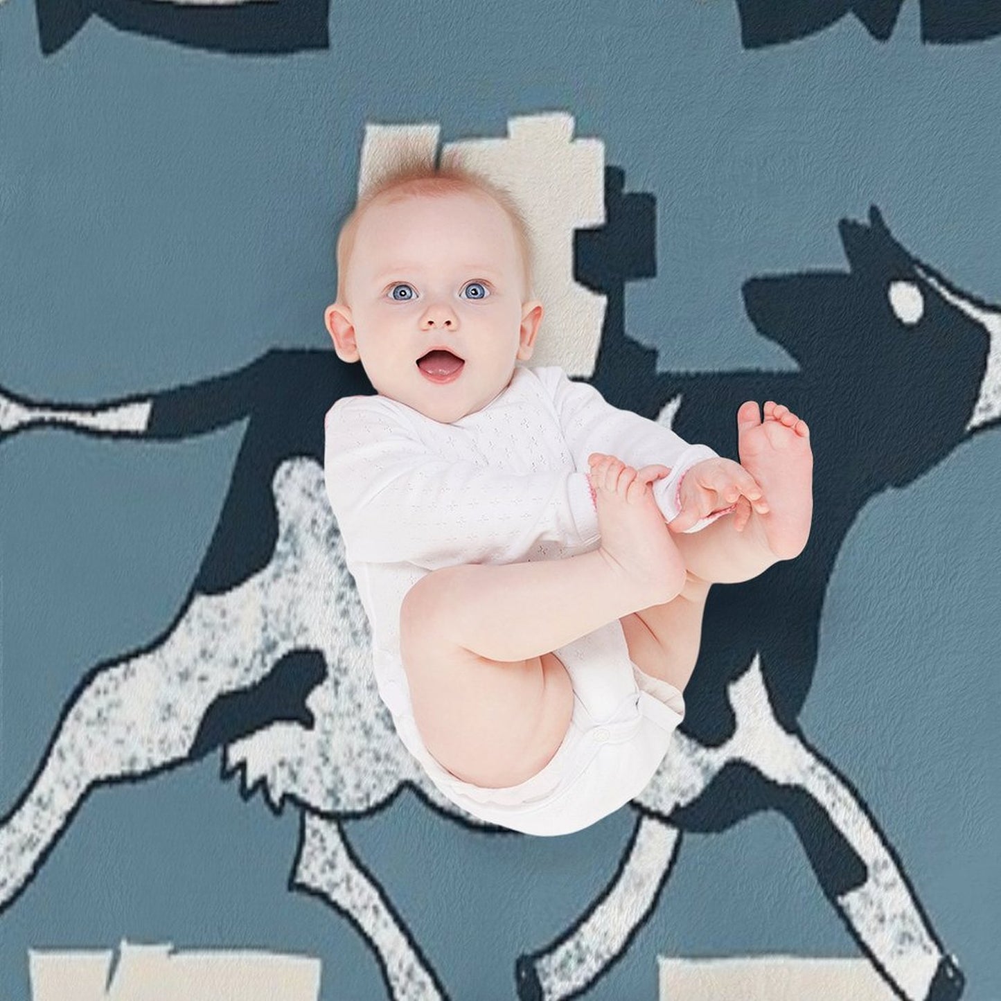 Japanese Punctual Cow. (Chikoku Ha Bujyoku) Throw Blanket