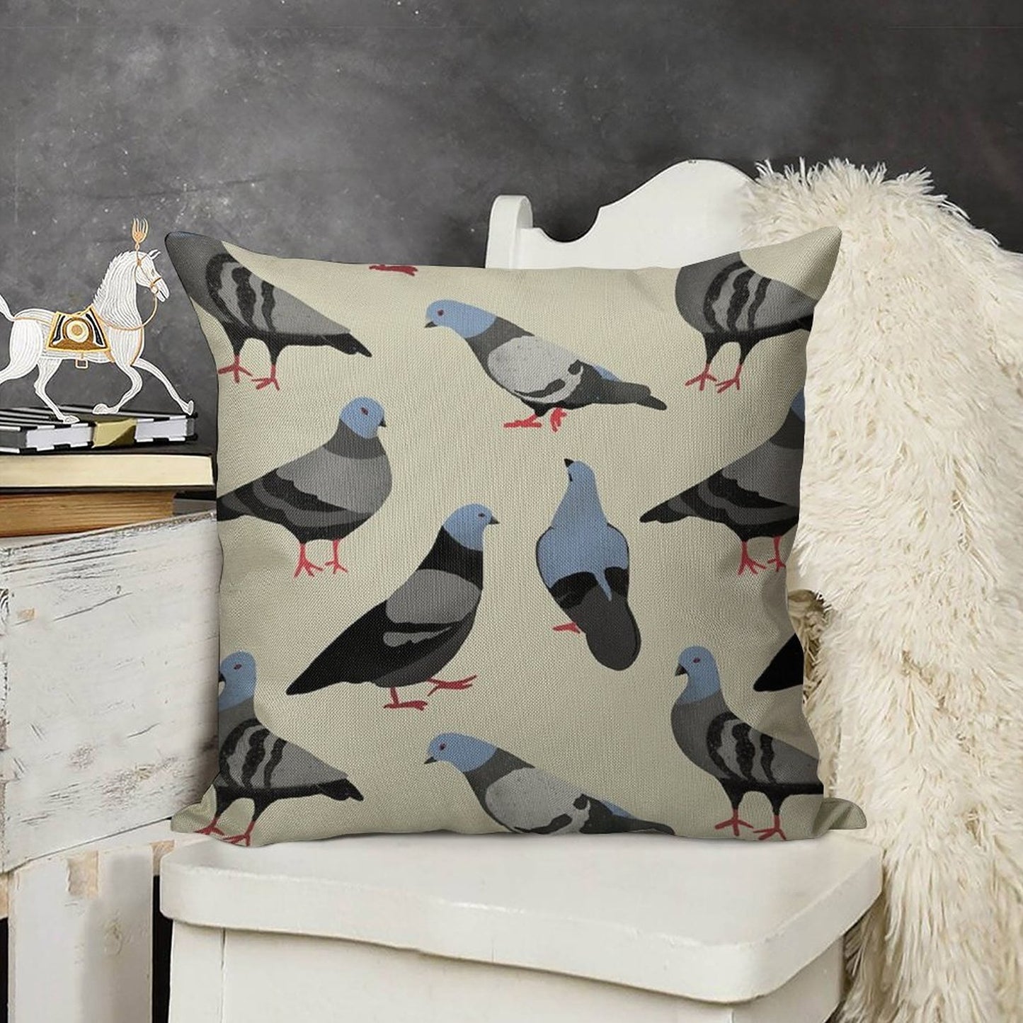Design 33 - The Pigeons Linen Throw Pillow Cover