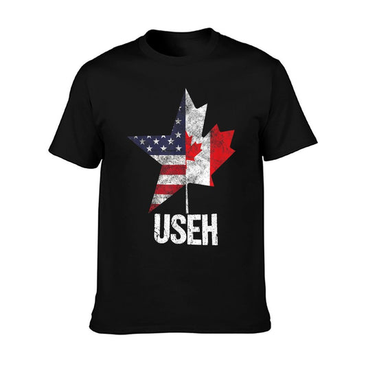 Half Canadian American USEH Canada USA Flag United States T-Shirt
