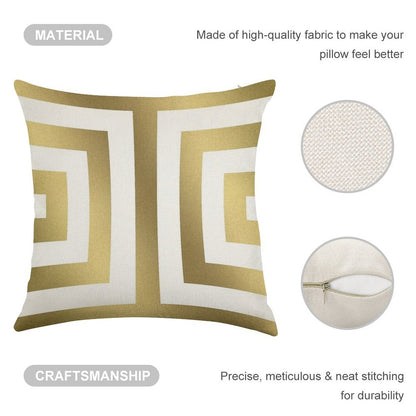 Gold Greek Stripes Linen Throw Pillow Cover