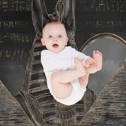 Anubis on Egyptian Pyramids Landscape Throw Blanket