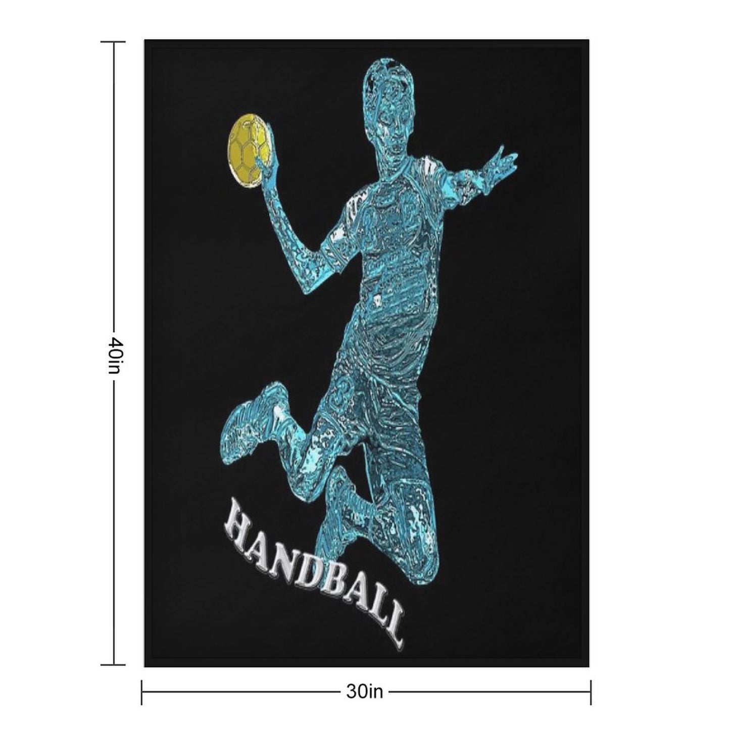 Handball Player Blue Silhouette Throw Blanket