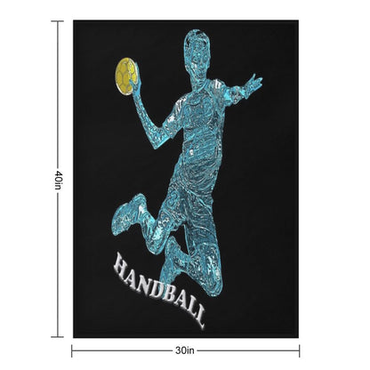 Handball Player Blue Silhouette Throw Blanket