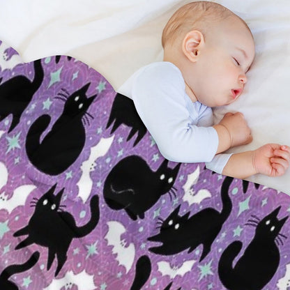 Pastel Halloween with Black Cats Throw Blanket