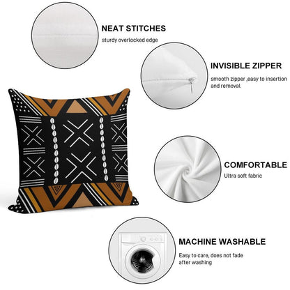 African Mud Cloth Bogolan Design Soft Gift Ready Throw Pillow