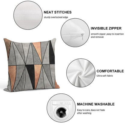 Concrete And Copper Triangles Soft Reinforced Edging Throw Pillow