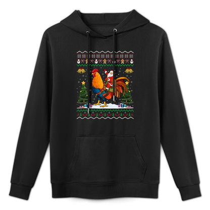 Rooster Ugly Xmas Gift Santa Riding Rooster Christmas Sweatshirt Casual Wear Hoodie