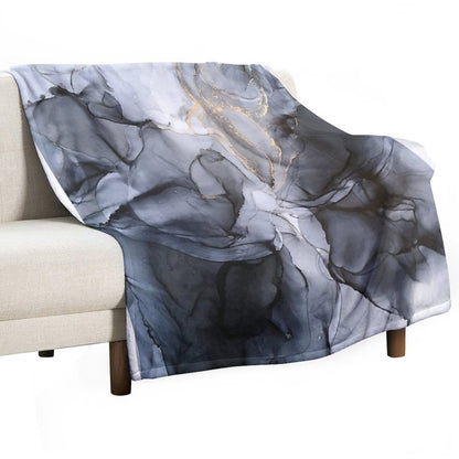 Calm But Dramatic Light Monochromatic Black & Grey Abstract Throw Blanket