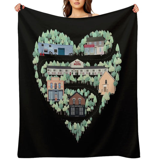 I Love The Town of Schitt's Creek, Where Everyone Fits In. From The Rosebud Motel to Rose Apothecary, A Drawing of The Schitt's Throw Blanket