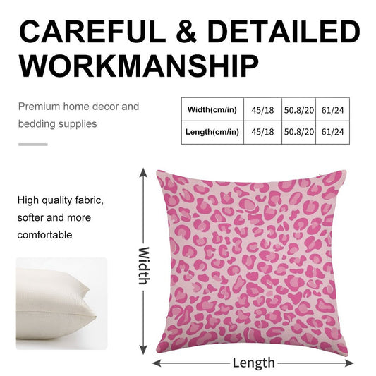 Pink Leopard Print Linen Throw Pillow Cover
