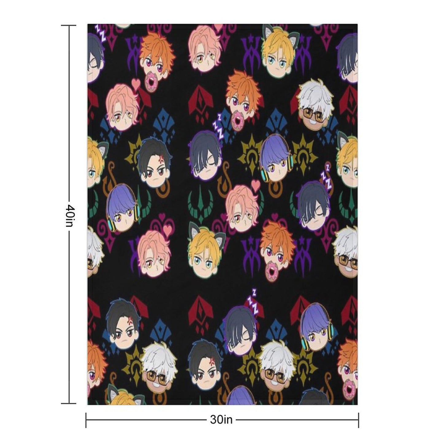 Obey Me - Demon Brothers Pattern Throw Blanket