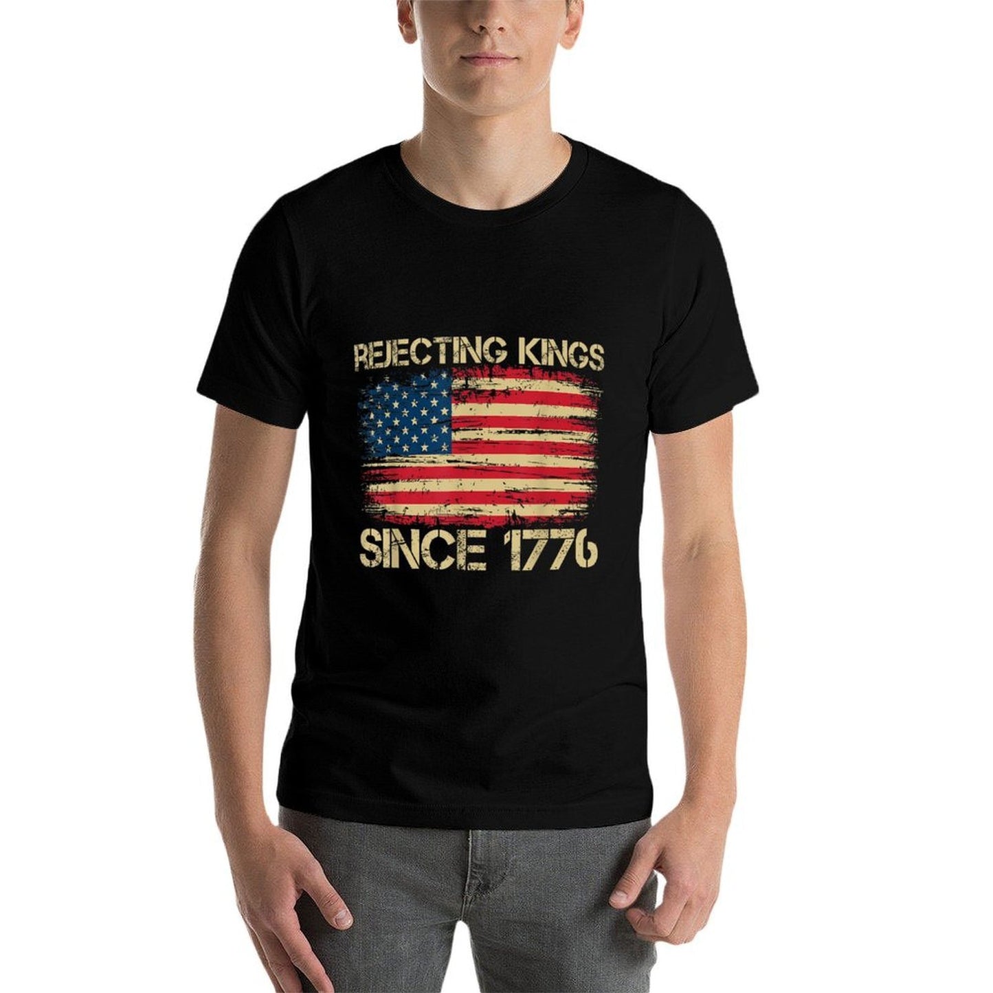 Rejecting Kings Since 1776 American Vintage  Trendy Pattern T-Shirt