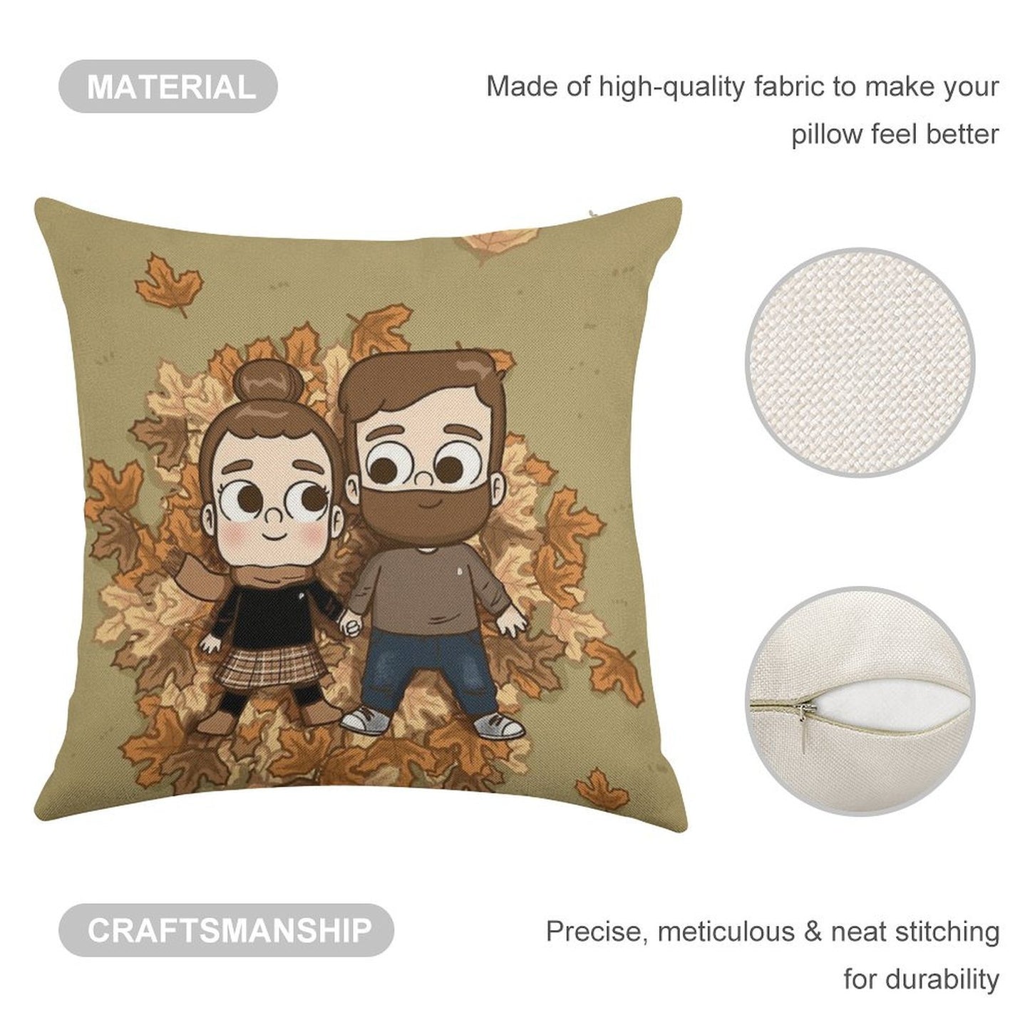 Fall Phone Home - Pibubear Linen Throw Pillow Cover