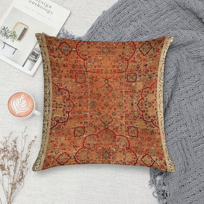 17th Century Velvet And Silk Carpet Print Soft Decorative Cover Throw Pillow