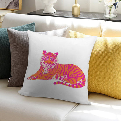Pink And Orange Tiger Soft Style Accent Throw Pillow