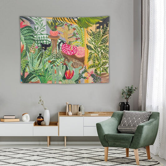 Black Cat in The Garden Tapestry