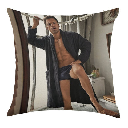 Sebastian Stan Linen Throw Pillow Cover