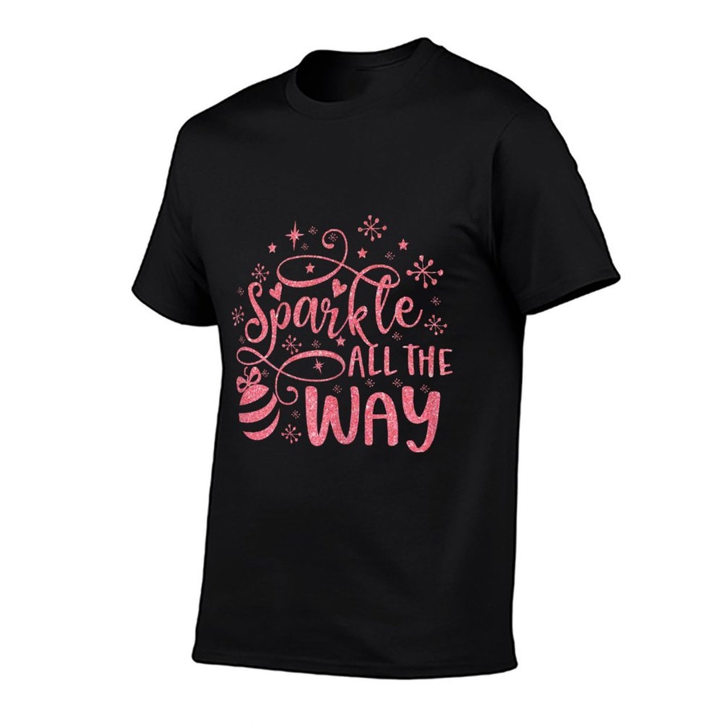 Sparkle All The Way Cute Christmas Pink For Girls  Summer-ready Fabric T-Shirt