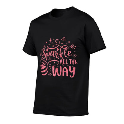 Sparkle All The Way Cute Christmas Pink For Girls  Summer-ready Fabric T-Shirt