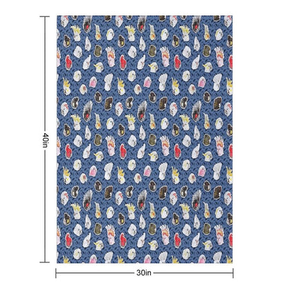 21 Cockatoos (in Dark Blue) Throw Blanket