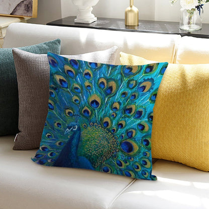 Peacock Full Glory 2 Soft Warmth Comfort Throw Pillow