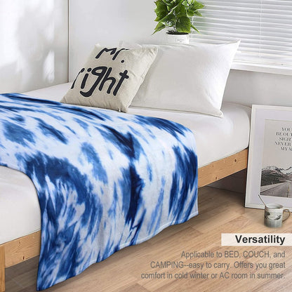 Shibori Indigo, Marbled, Tiedye Throw Blanket