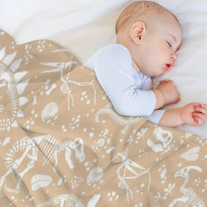 Excavated Dinosaur Fossils - Taupe Throw Blanket