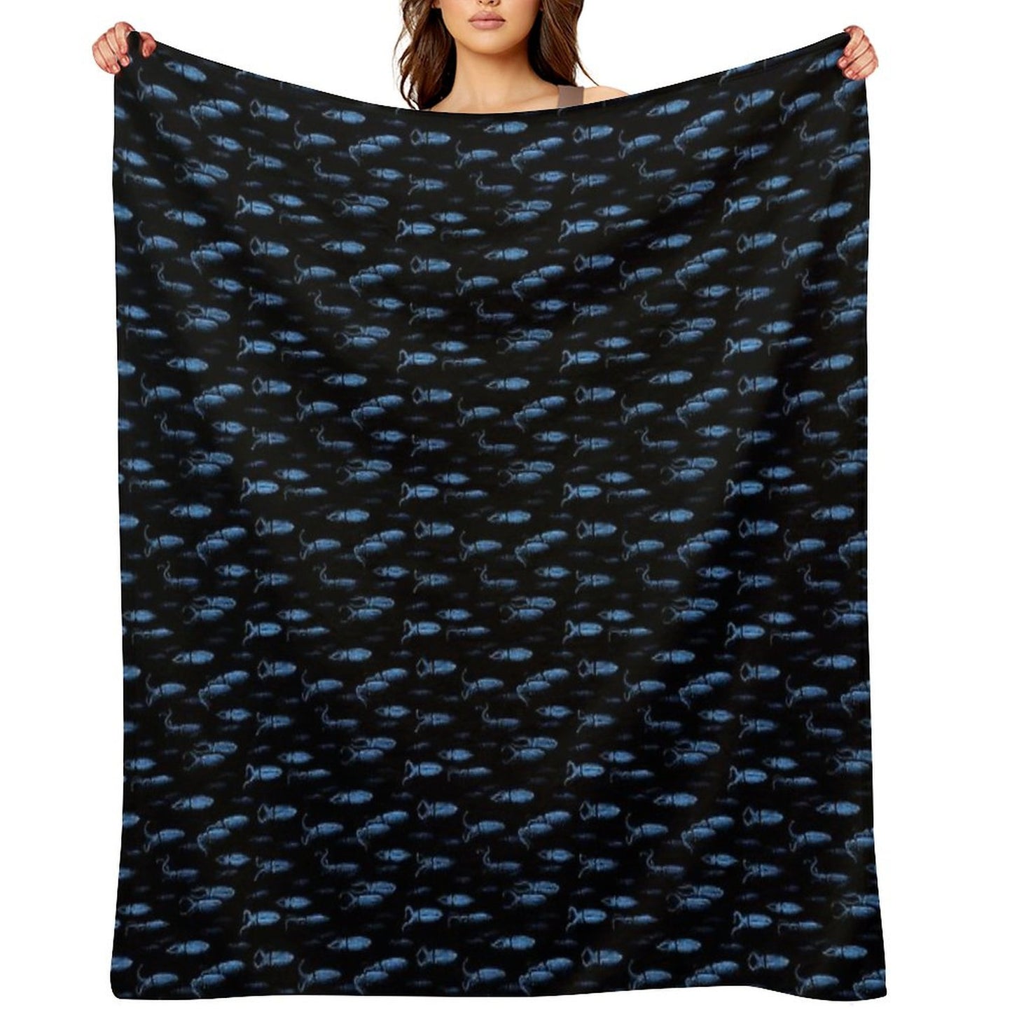 Firefly Squid Hotaruika Bioluminescent Throw Blanket