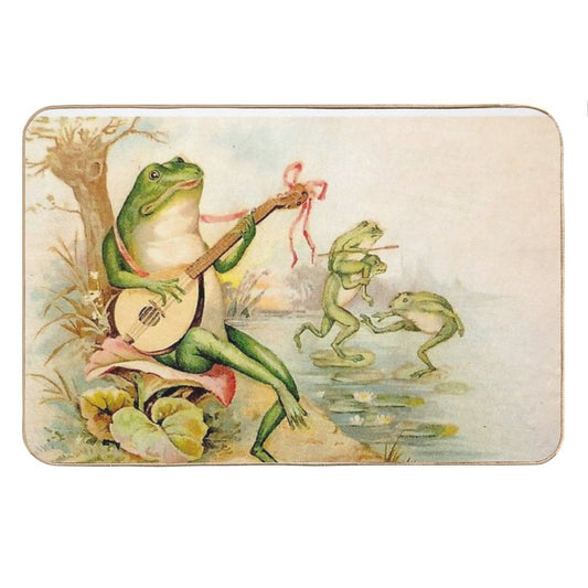 FROG STRUMMING  Vintage Abstract Entertainment Print Bath Mat