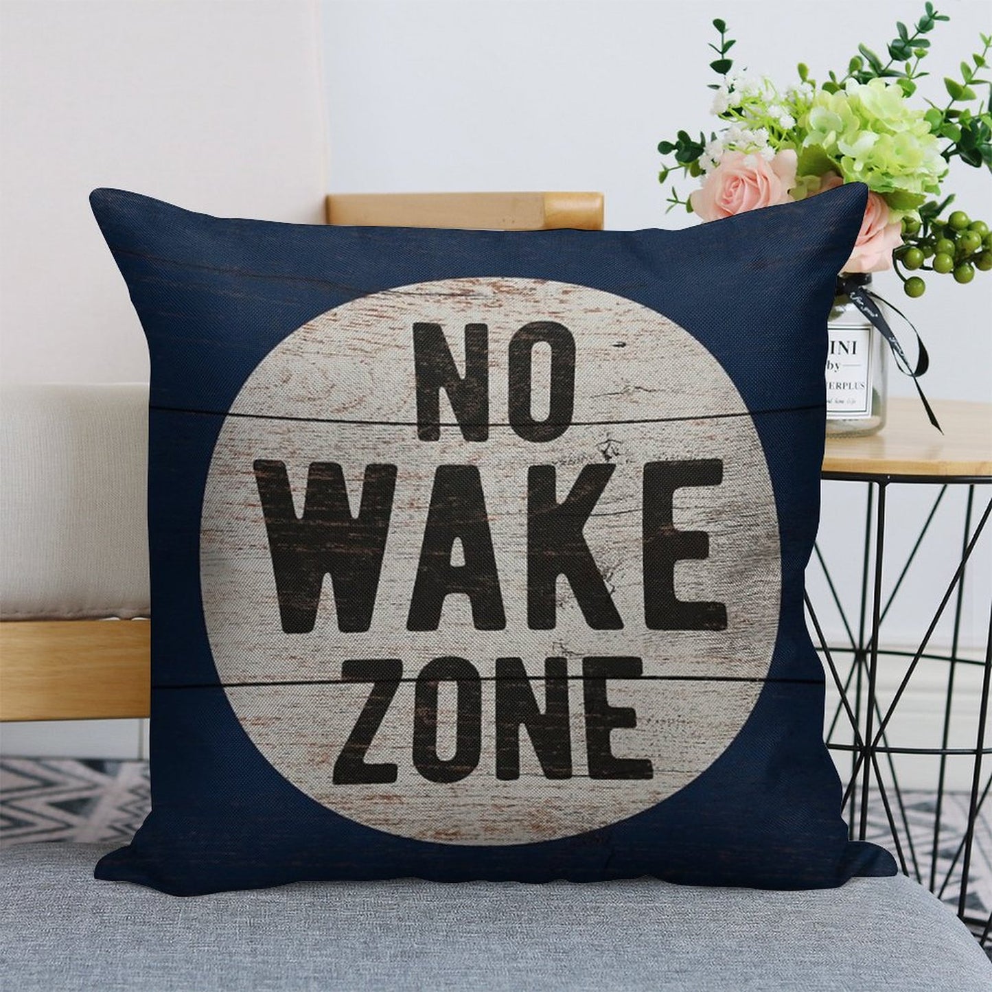 No Wake Zone, Lake Gift, Lake Sign, Lake House Décor, Wake Surf, Wakeboard, Water Ski, No Wake Area, Lake Sign Linen Throw Pillow Cover