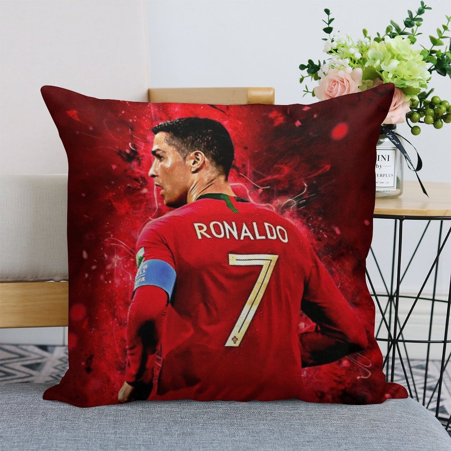 Cristiano Ronaldo Linen Throw Pillow Cover