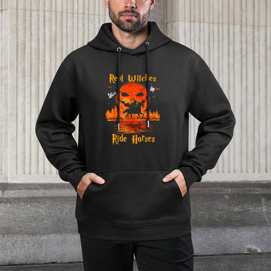 Real Witches Ride Horses Halloween Girl Riding Horse Lovers All-Day Comfort Hoodie