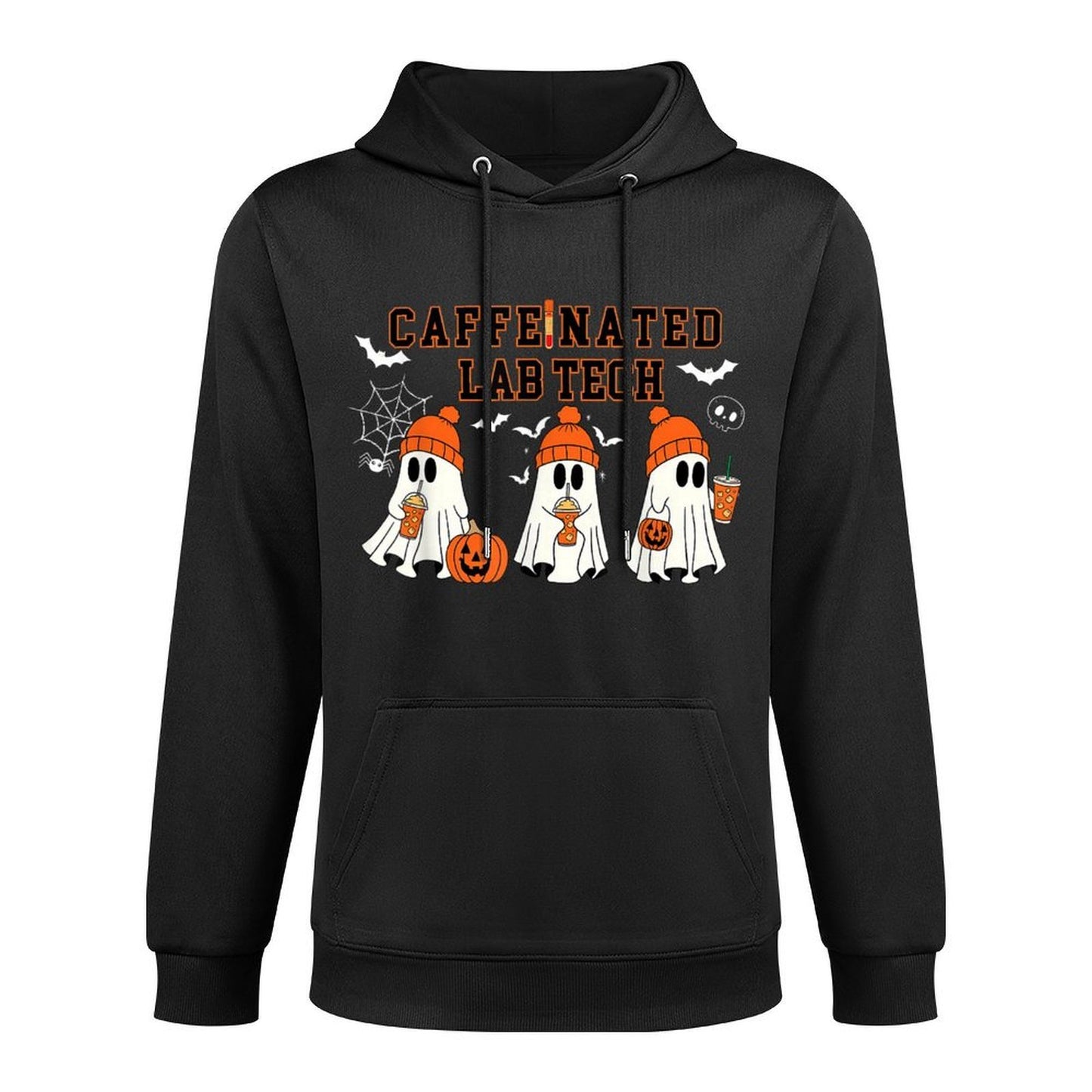 Caffeinated Lab Tech Ghost Coffee Halloween Fall Laboratory Relaxed Fit Hoodie