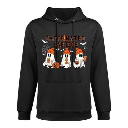 Caffeinated Lab Tech Ghost Coffee Halloween Fall Laboratory Relaxed Fit Hoodie
