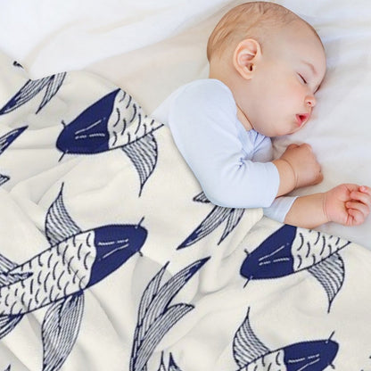 Japanese Koi Fish Pattern Throw Blanket