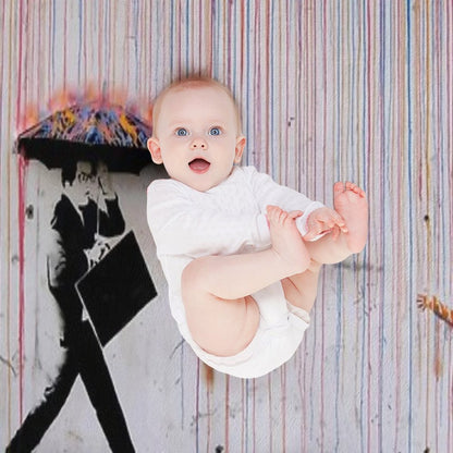 Banksy Umbrella Rainbow Happy Girl Throw Blanket