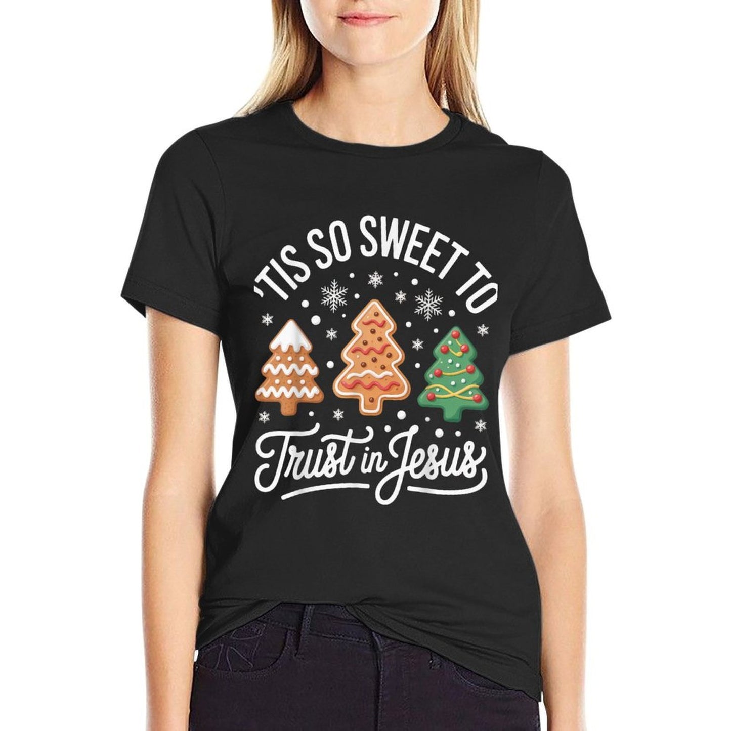 Tis So Sweet to Trust in Jesus for Faithful Christmas  Eco-friendly Material T-Shirt