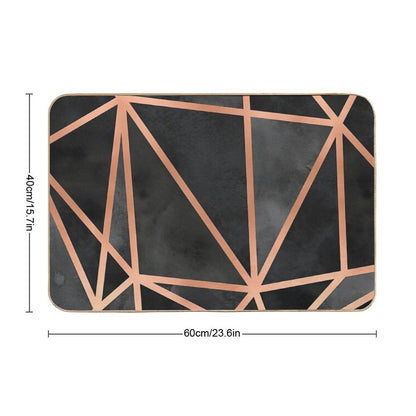 Black And Copper Geo  Non-Slip Bath Mat