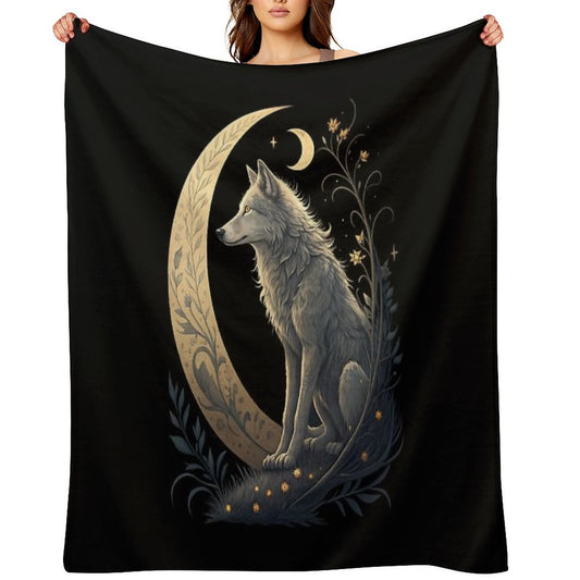 Moonlight Wolf Throw Blanket