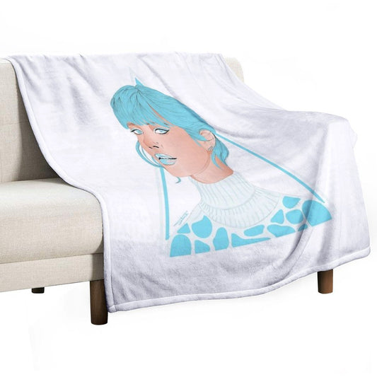 Girl in Light Blue Throw Blanket