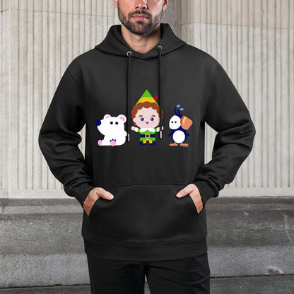 Elf Christmas Polar Bear Buddy And Artic Puffin Best Friends Cotton-Polyester Blend Hoodie