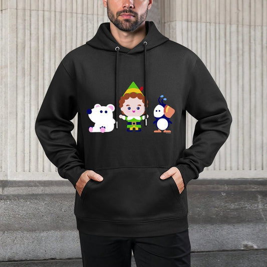 Elf Christmas Polar Bear Buddy And Artic Puffin Best Friends Cotton-Polyester Blend Hoodie