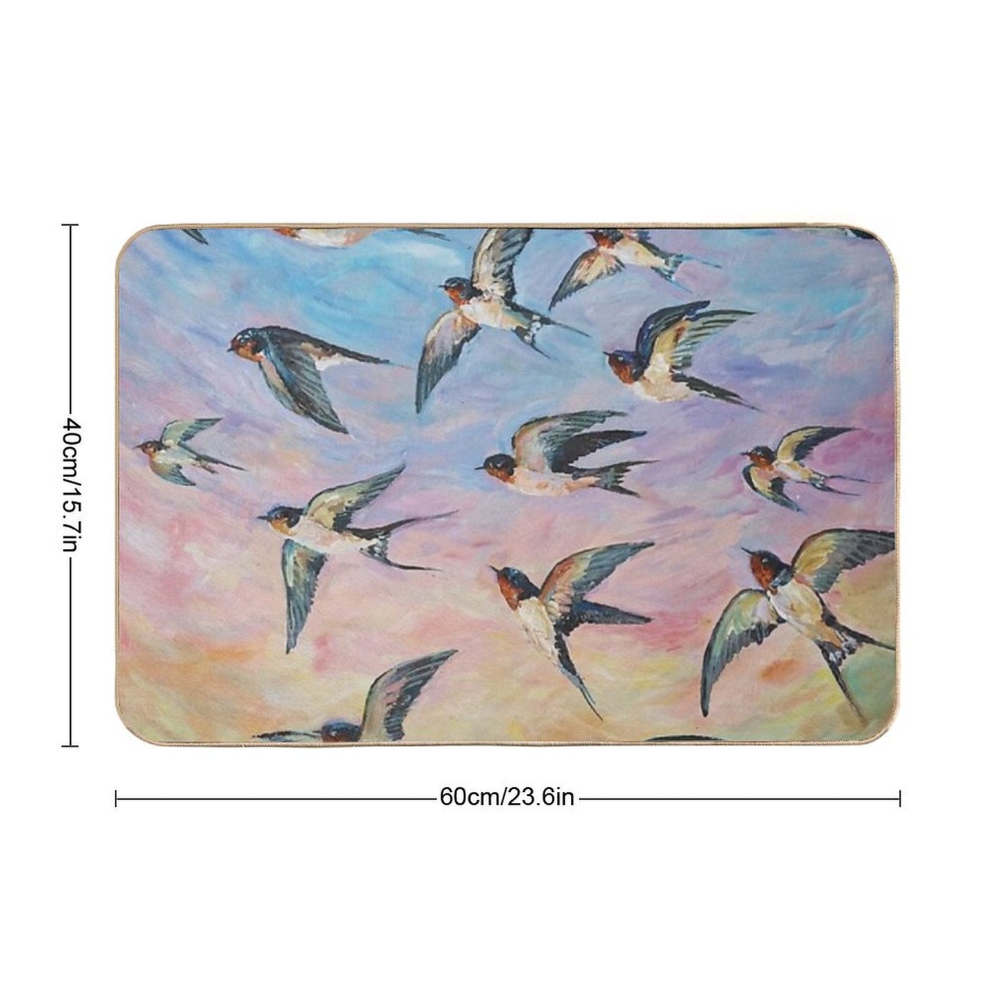 Barn Swallows Acrylic Painting Bath Mat