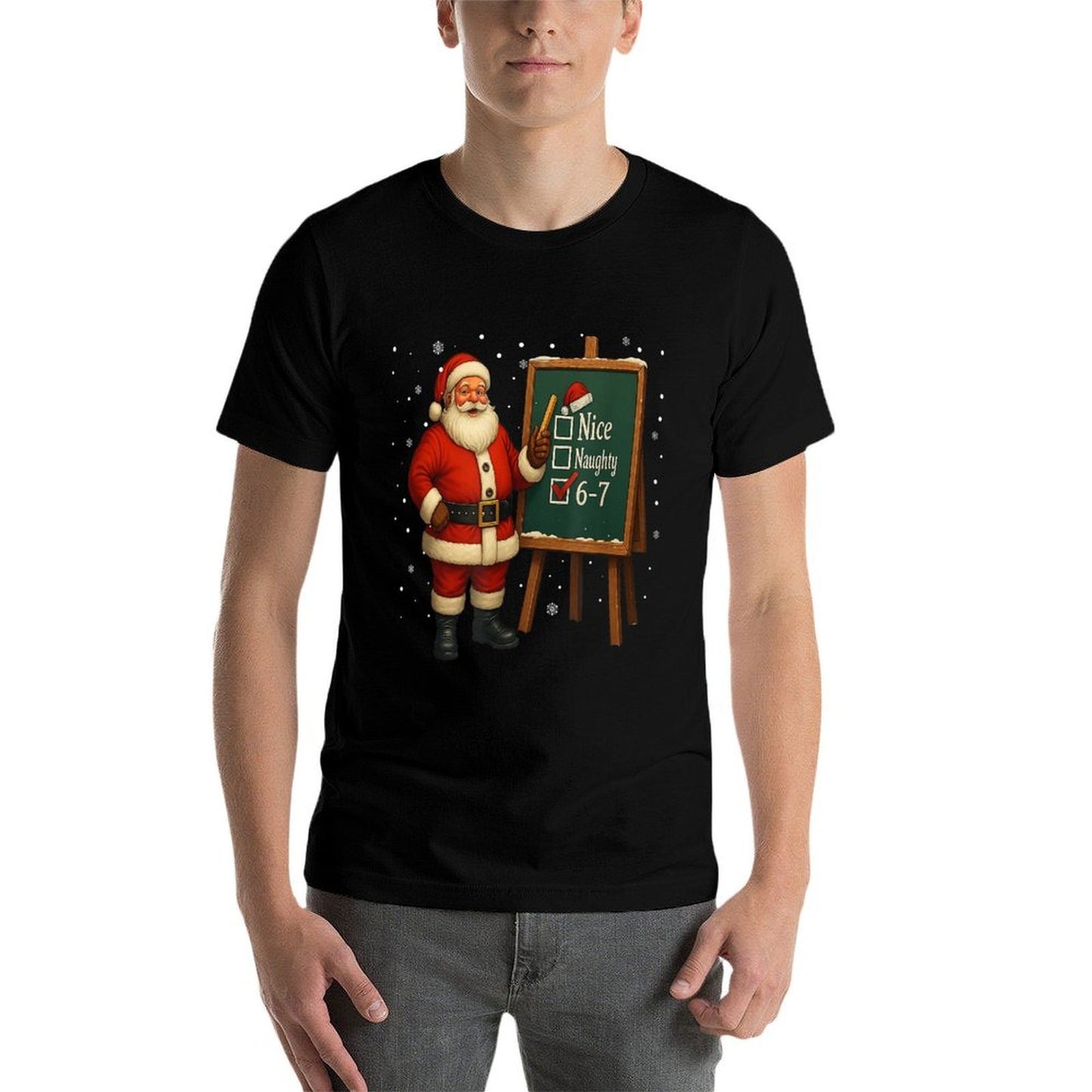 Santa 6-7 Meme Nice Naughty 67 Christmas Brain Rot Funny Comfortable T-Shirt