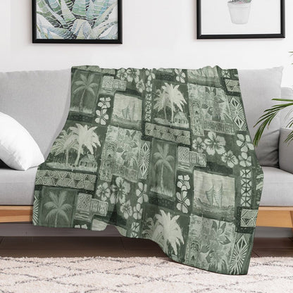 Kona Coast Retro Aloha Shirt Print Throw Blanket