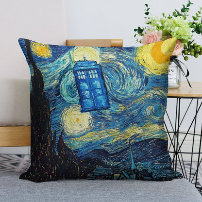 Starry Night Linen Throw Pillow Cover